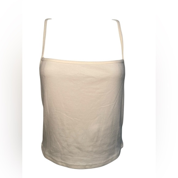 Weworewhat New NWT Strappy Ivory Ribbed Tank Size Large - Picture 2 of 5